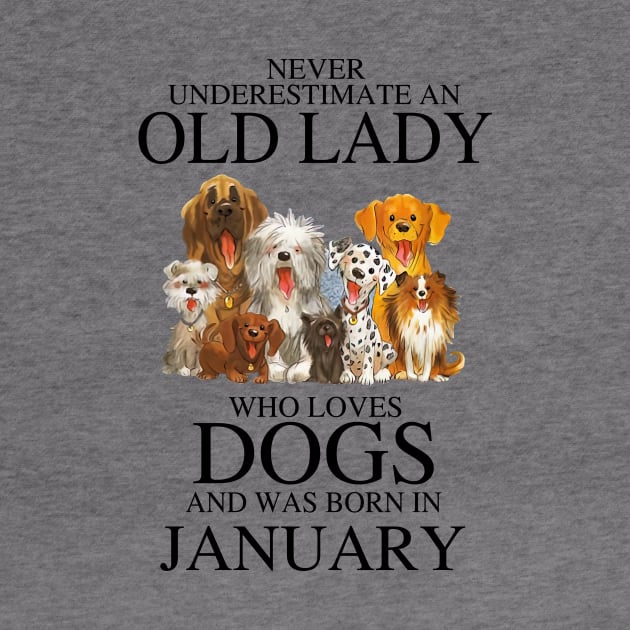 Never Underestimate An Old Lady Who Loves Dogs And Was Born In January by louismcfarland